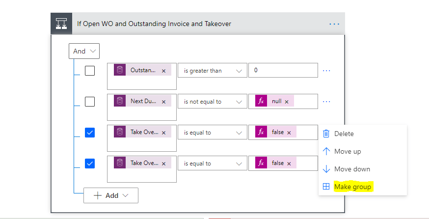 Power Automate: Group/Ungroup in Advanced&nbsp;Condition
