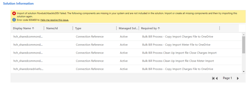 Import solution to CDS. Missing Connection references&nbsp;error…
